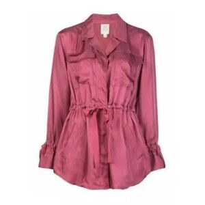 Rare Cinq a Sept Anthropologie Mathieu Twill Utility w/ Ribbons Jacket Size M